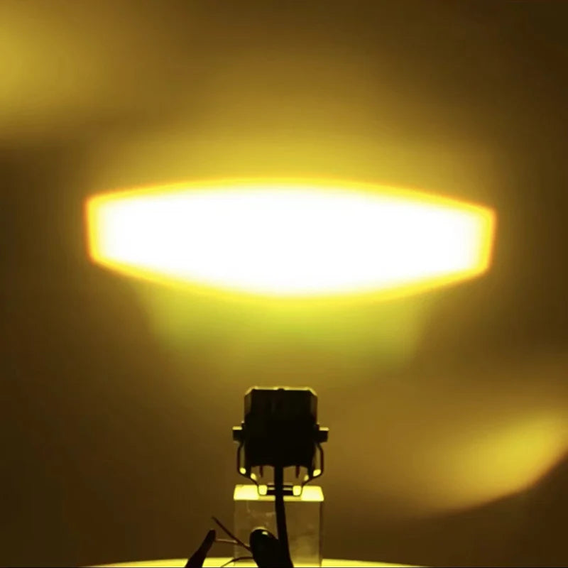motorcycle spotlight universal led headlight projection lens two-color auxiliary spotlight yellow + white light