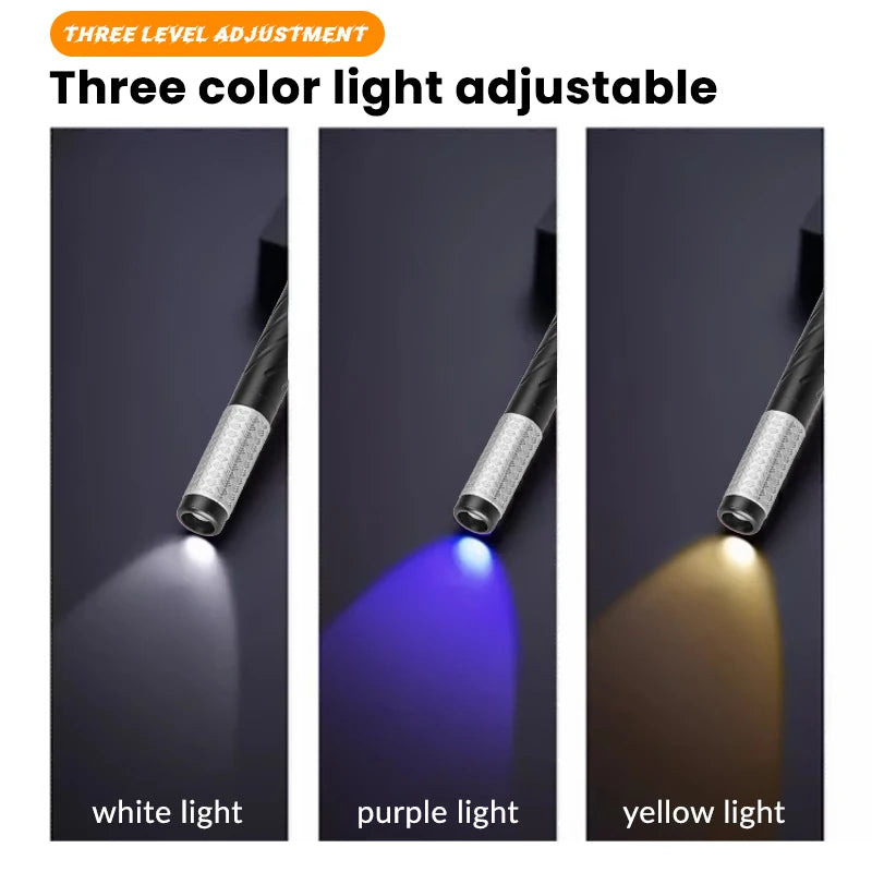 Rechargeable Pen Light Flashlight, 400 Lumens Small Pocket Flashlight with Clip 3-Color Type-C Charging for Inspection Emergency