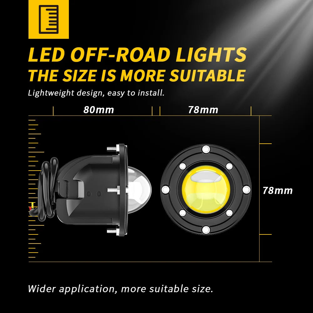 New Embedded Round Modified Fog Lights 3570 LED Spotlights Car LED Work Lights Off-road Fog Lamp Waterproof 12V 24V White Yellow
