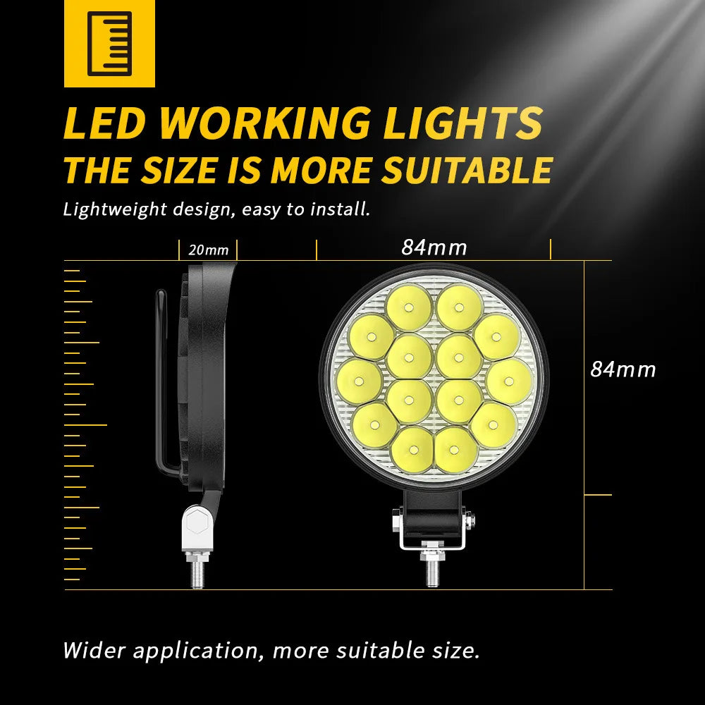 مصباح أمامي مساعد هندسي بإضاءة LED دائرية 14 مصباح 42 وات لتعديل المصابيح الأمامية الهندسية من Lightning Shipment