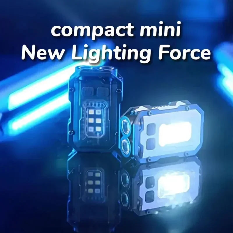 Portable Keychain Light Mini Super Bright Flashlight Rechargeable Outdoor Waterproof Emergency Work Lamp Multi-function Warning