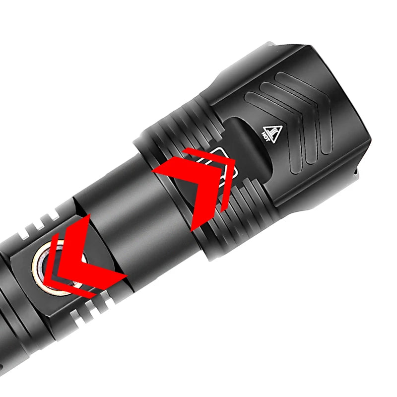 1800LM XHP99 Powerful LED Flashlight XHP90 XHP160 High Power Torch Light Rechargeable Tactical Outdoor Lights 18650 USB Camping