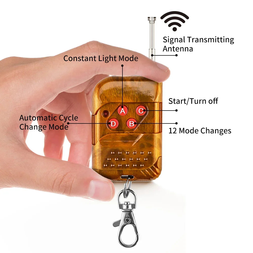 4X 12 LED Kit Wireless Remote Control Car Front Grille Strobe Light Flashing Emergency Lamp Police Warning Flash Signal 12V 24V