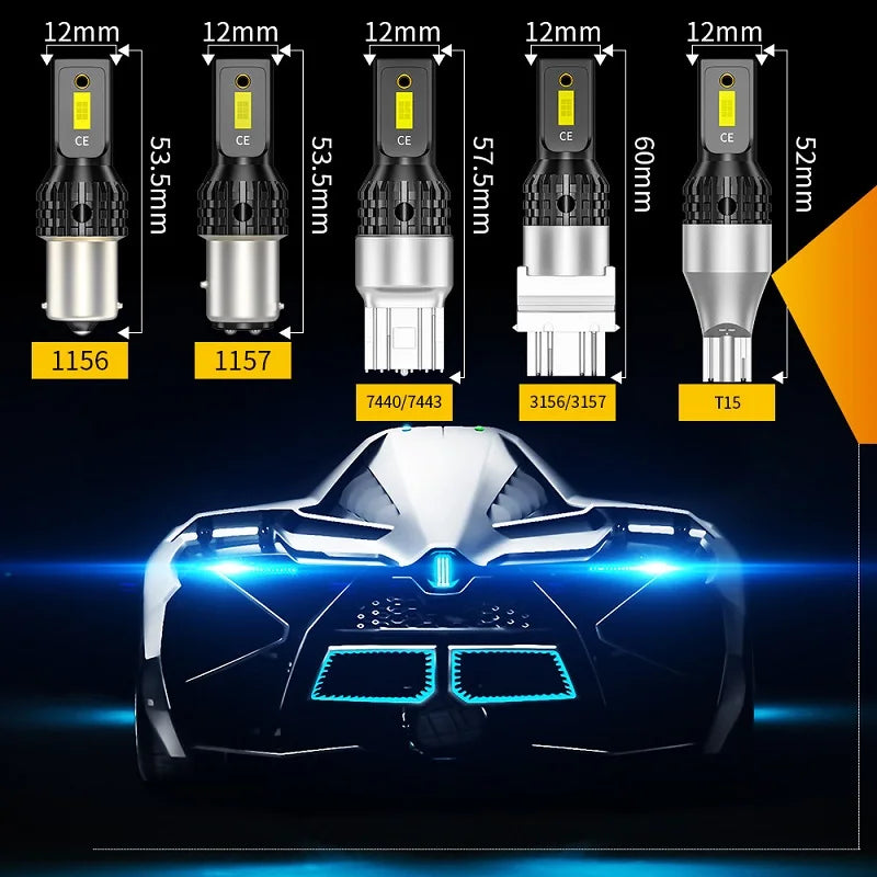 Can Bus Decoding CSP 3570 LED Reverse Light T15 W16W LED Bulb 1200LM 30W T15 1156 1157 7443 7440 Turn Signal Light 12V 24V