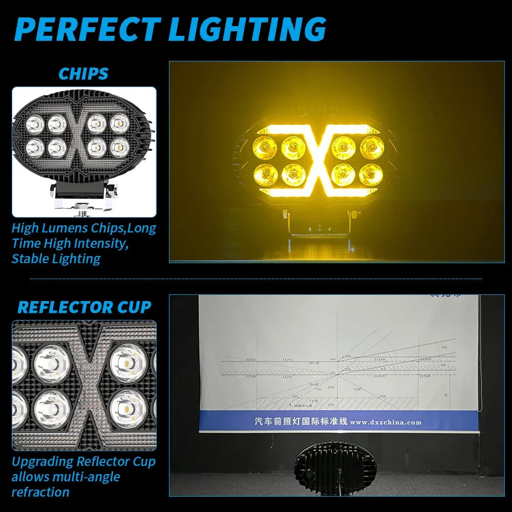 5.5inch Oval 8led work light Off-road vehicle truck with daylight floodlight paving work light