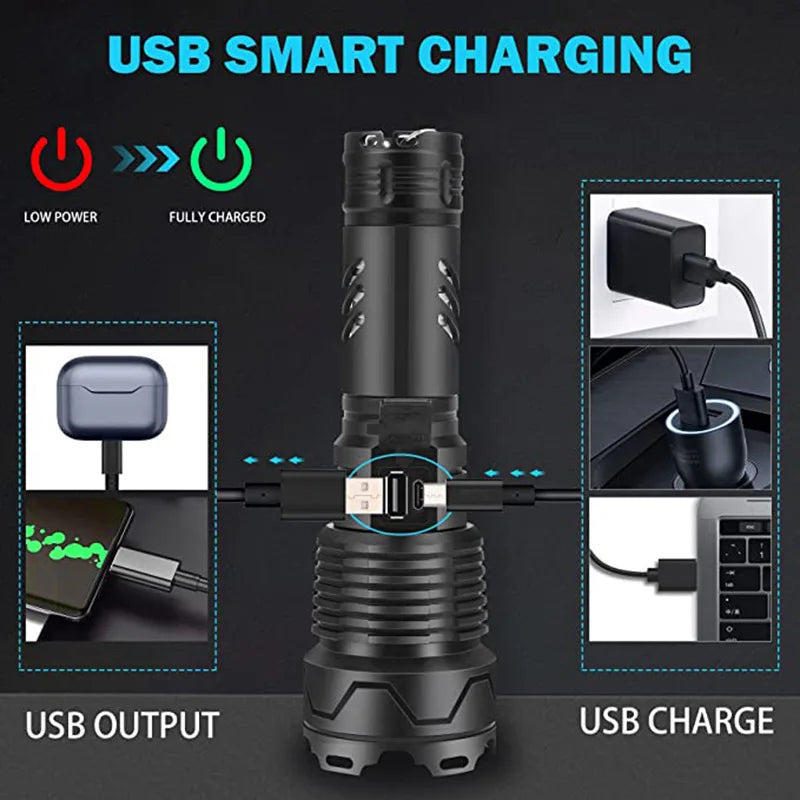 Strong Light Flashlight LED Laser Flashlight Rechargeable Ultra-Bright Outdoor Waterproof Strong Light Tactical Flashlight