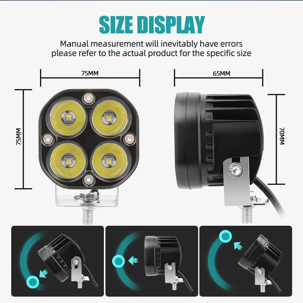 40W LED Work Light Bar Fog Spotlight DRL Pod Lamps for Car Truck Offroad Boat 4WD ATV 4x4 Lada Spot Auto Driving Light 12V