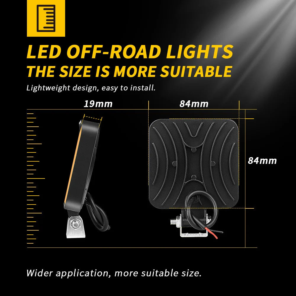 Automobile Led Working Lamp 12V Mini Plastic Square 16 Light 48W Driving Auxiliary Light Modification Headlight