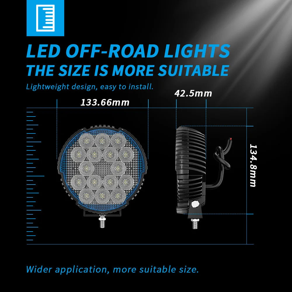 New line 5x5 "round work light LED super bright 45W floodlight auxiliary light off-road vehicle working headlights