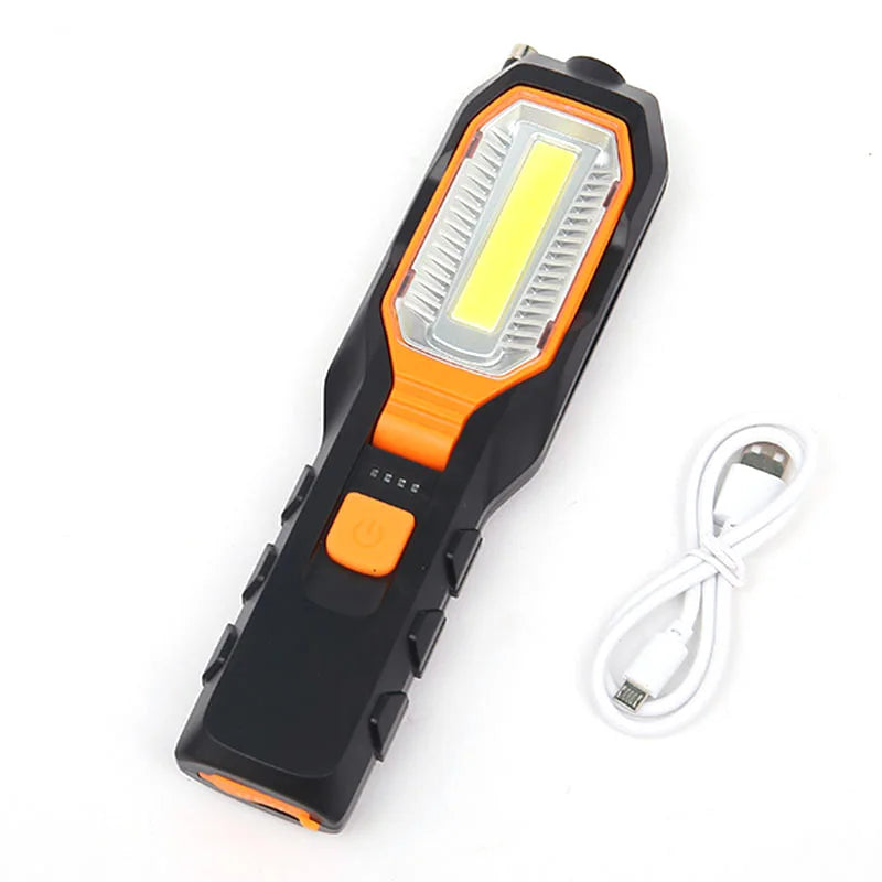 USB Rechargeable LED Flashlight Work Light Lamp LEDs Torch Stand Swivel Hook for Camping Workshop Car Repair Use of Power Bank