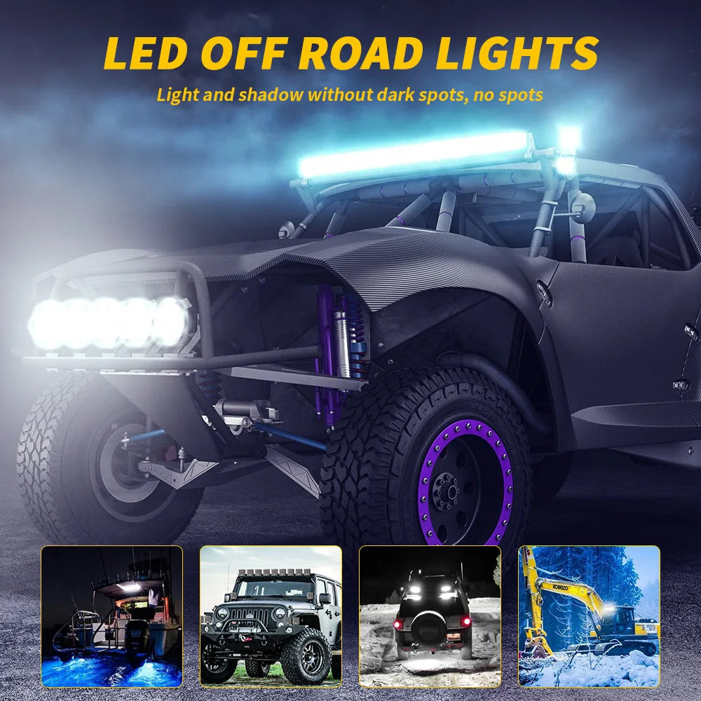 Car Led Work Light 4inch Strobe Headlight White Yellow Offroad Driving Spotlight Fog DRL Light For Jeep Truck Cars Suv Boat