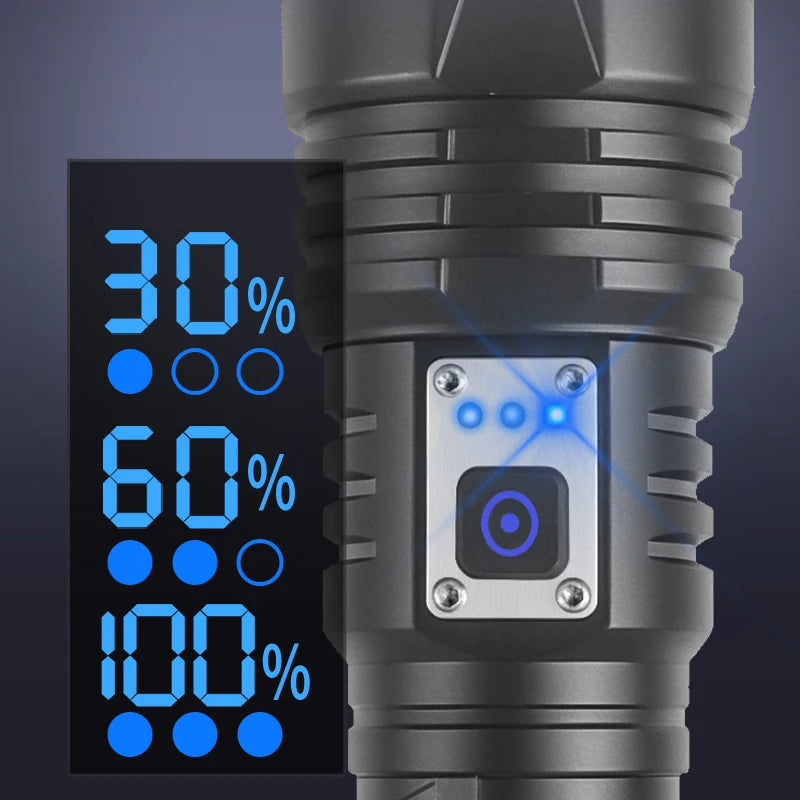 XHP70/30W LED Strong Flashlight 18650 22650 Type-C USB Support Output Torch 1500/1000lm with Memory Function Lights 5-speed Lamp