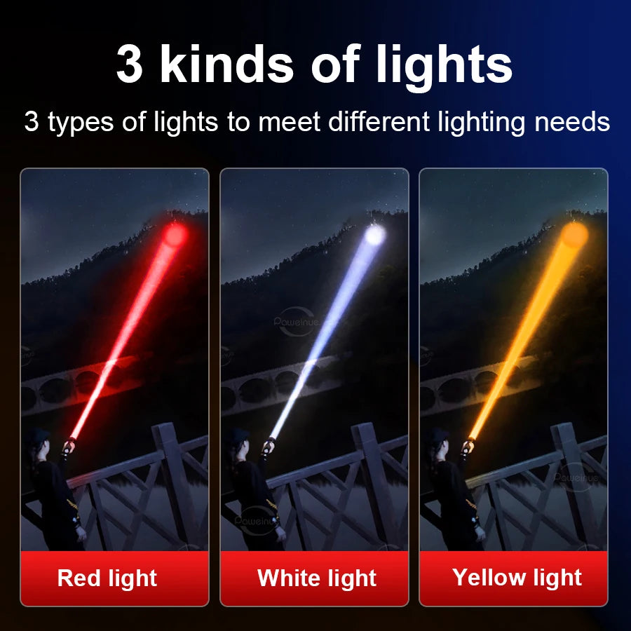 High Power LED Flashlight Multi Light Source White Light Laser Tactical Light Rechargeable Lantern Zoom Outdoor Camping Torch