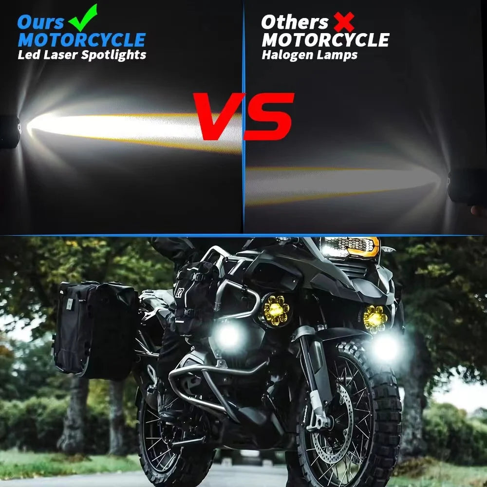 motorcycle spotlight universal led headlight projection lens two-color auxiliary spotlight yellow + white light
