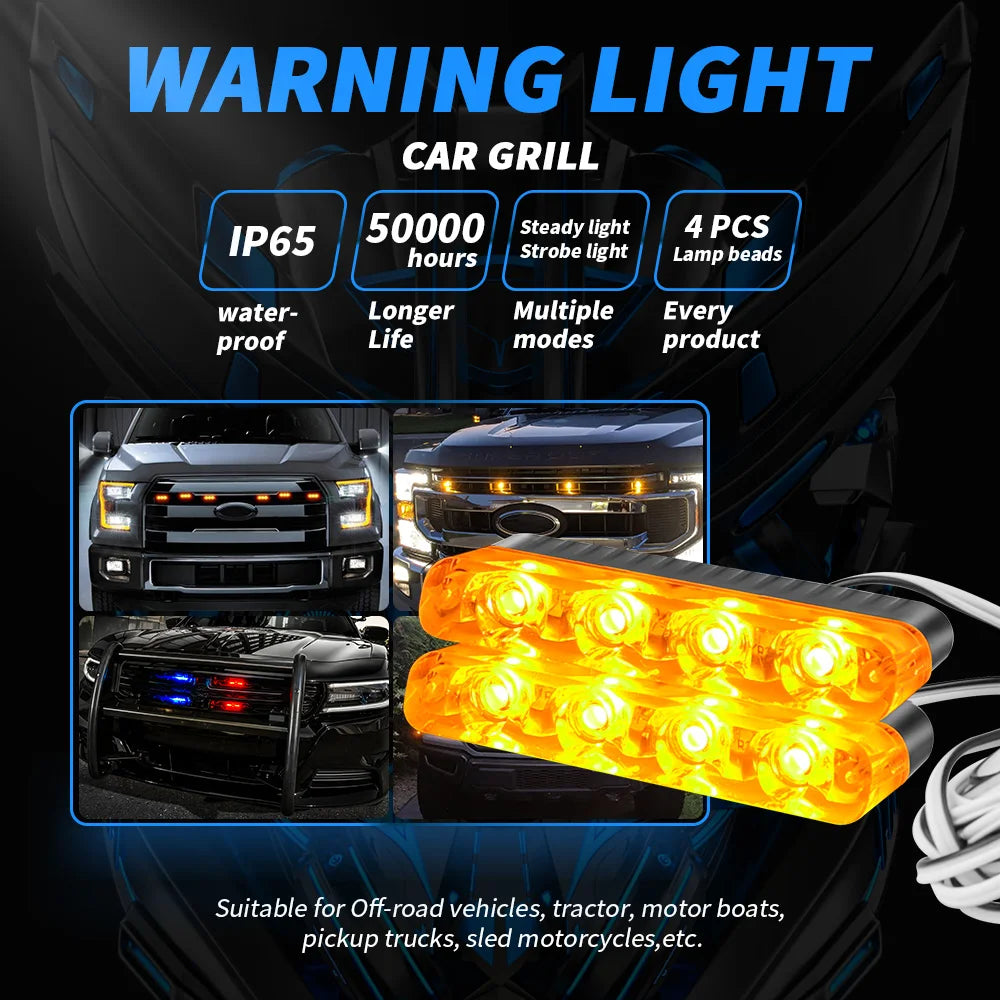 4 in 1 Wireless Control Car Led Strobe Warning Signal Light 4LED Grille Flashing Lightbar Truck Beacon Traffic Lamp