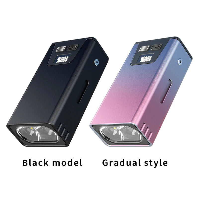 LED Mini Keychain Portable Work Light Type-C Rechargeable Torch with Magnet Power Display Camping Pocket Lantern