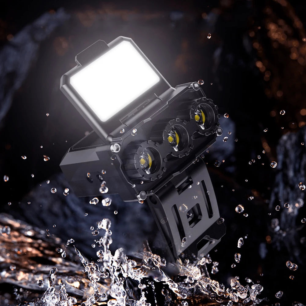 LED Induction Headlamp 700Lumens Type-C USB Rechargeable Sensor Headlamp 1100Mah Battery Mini Cap Clip Light for Camping Fishing