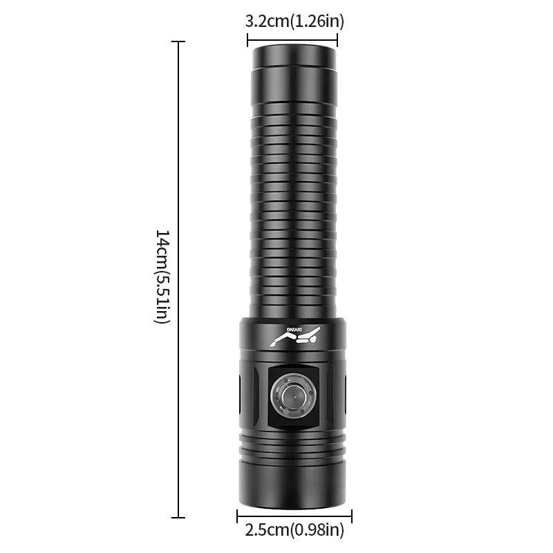 LED Professional Dive Light 100M Depth Scuba Diving Flashlight 18650 Battery Portable Ultra-Bright Flashlight