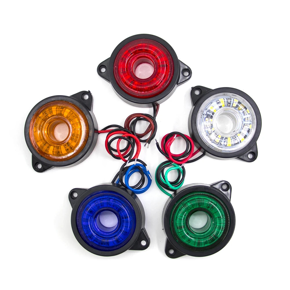 24V Round LED Clearance Light LED Front Rear Side Marker Indicator Light for Truck RV Car Bus Trailer Van Caravan Boat