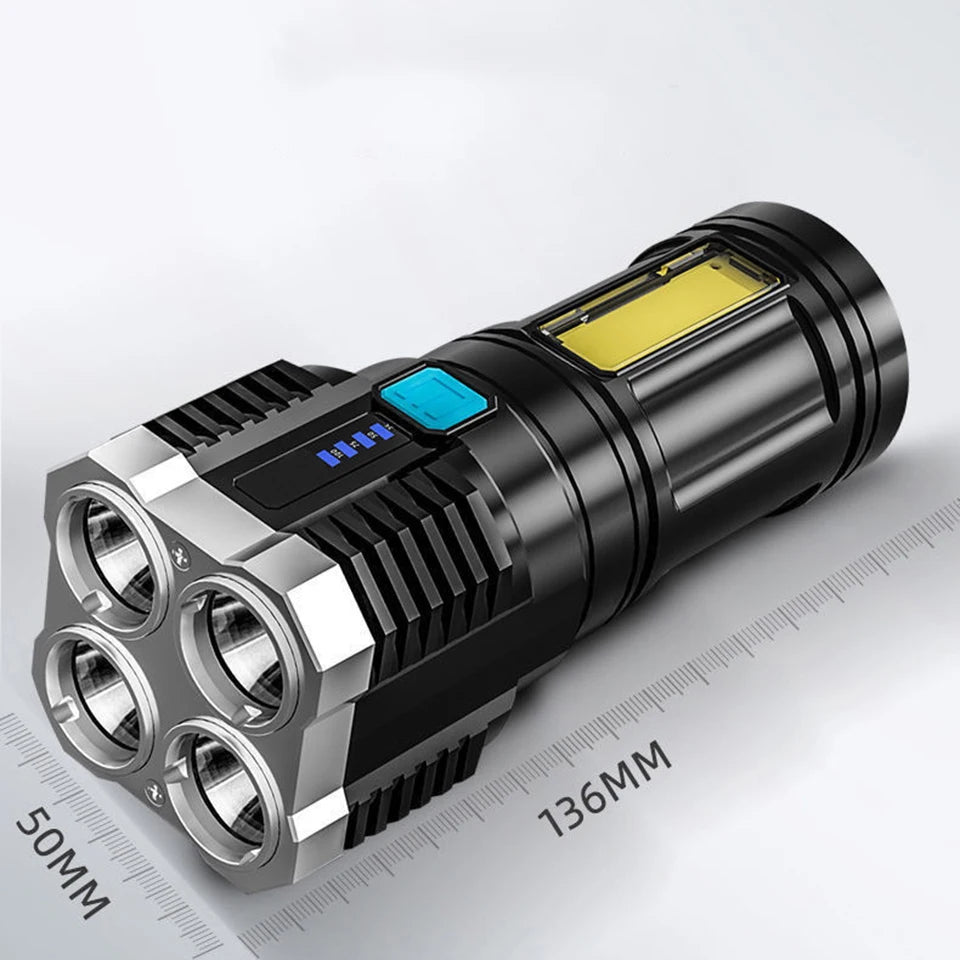 Built in battery Flashlight XHP70.2 USB Rechargeable Portable Powerful Light COB Side Light Floodlight Searchlight Light