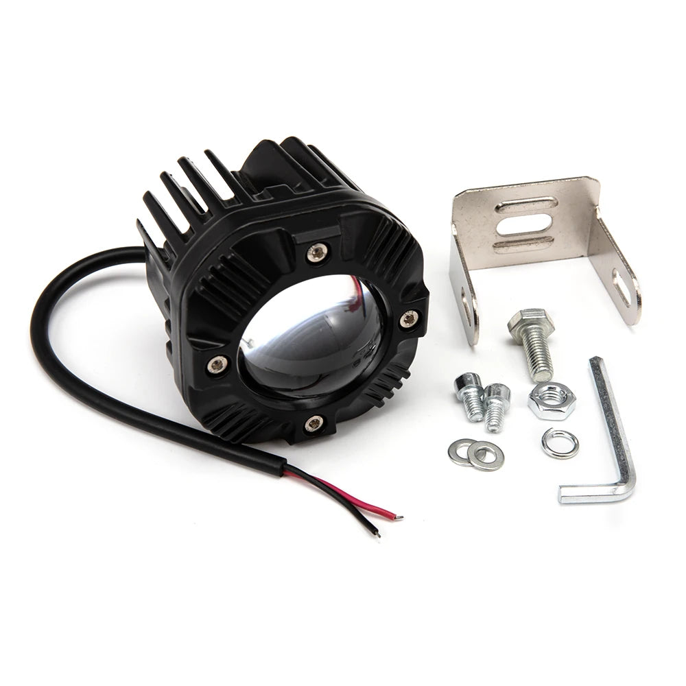 Motorcycle LED Spotlight Fog Lights Headlight Work Lights Dual Color Amber White For Car Off Road Truck SUV ATV Kit Accessory