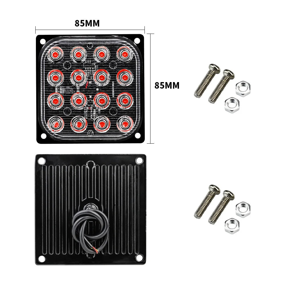 12V-24V 16LED Strobe Warning Light Grille Flashing Lightbar Car Beacon Lamp Amber Traffic Light White Square Side Maker Lights