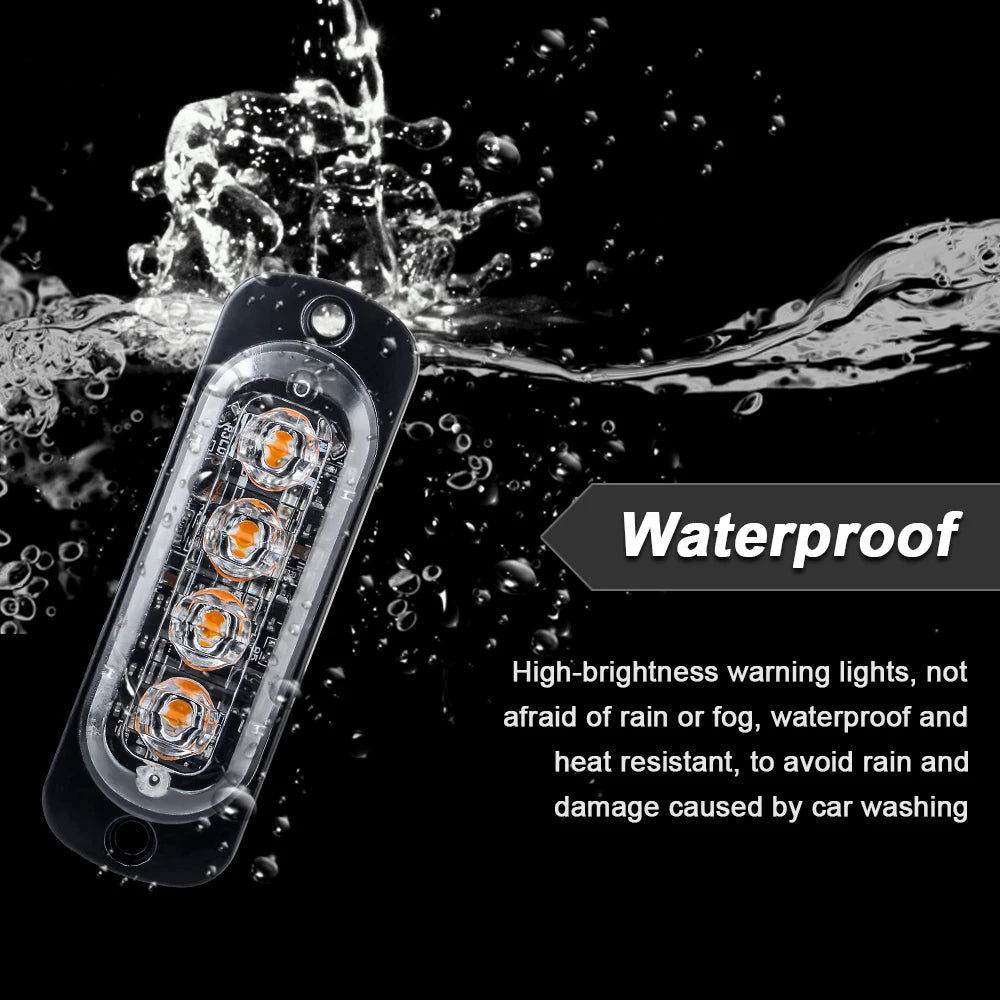 LED Strobe Light For Car Truck Emergency Flashing Grille Light 4 LED Warning Light Police Work Light Bar Strobe Led Lamp 12V 24V