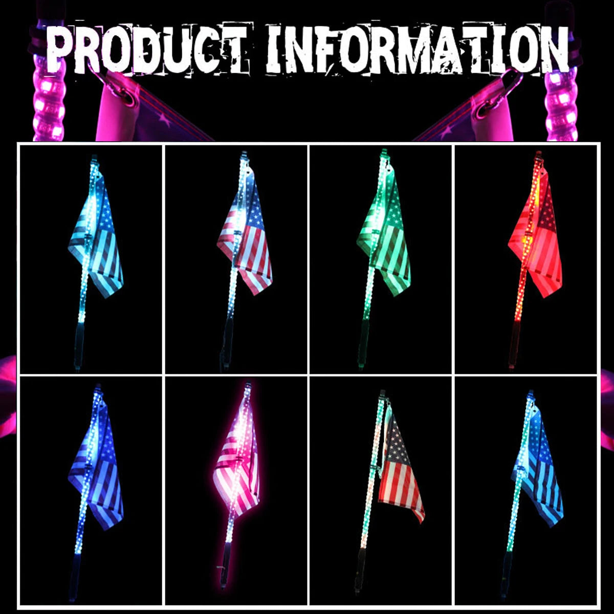 2/3/4/5/6FT LED Whip Light RGB Waterproof Multi-Color Flagpole Lamp Bowlight for Offroad Sand Rails/Buggies, SxS, ATV,RZR,Trucks