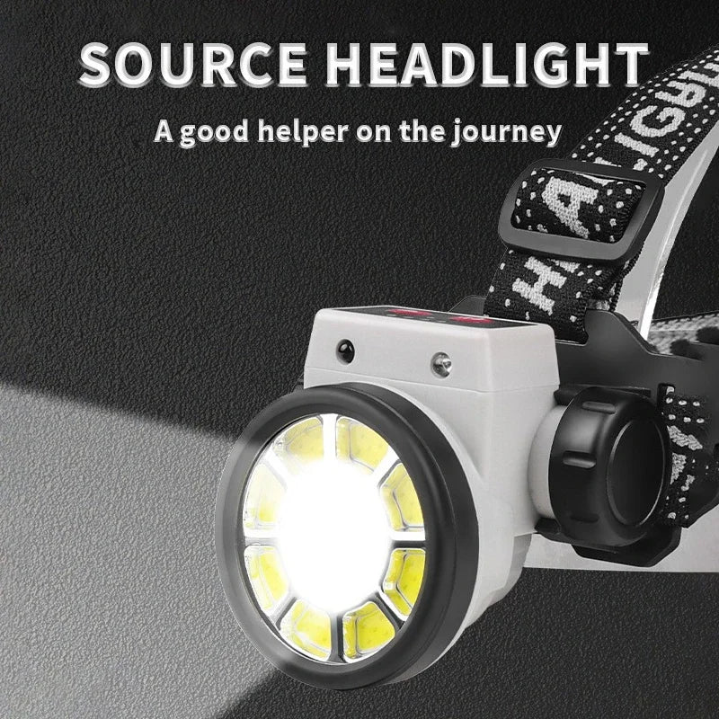 Outdoor Night Fishing Head Flashlight Headlight COB Strong Magnetic Working Headlamp Led Strong Wave Induction Headlight