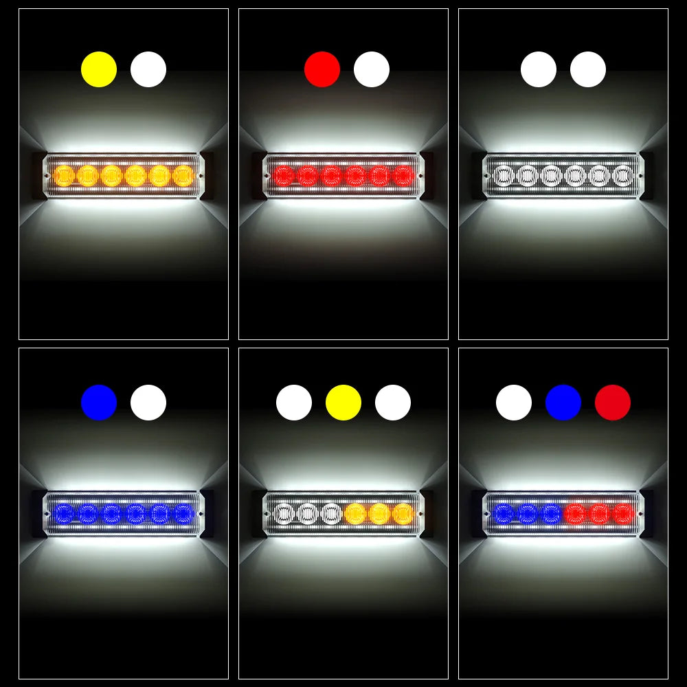 24Led Strobe Warning Side Light Super Bright Grille Flashing Lightbar Constant Truck Car Lamp Amber White Red Blue 12V 24V