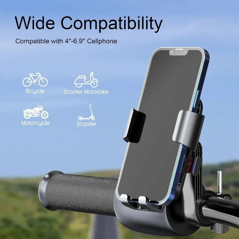 Universal Bike Phone Holder 360° Rotatable Phone Holder GPS Clip One Hand Operation Handlebar Stand for Motorcycle ATV Scooter
