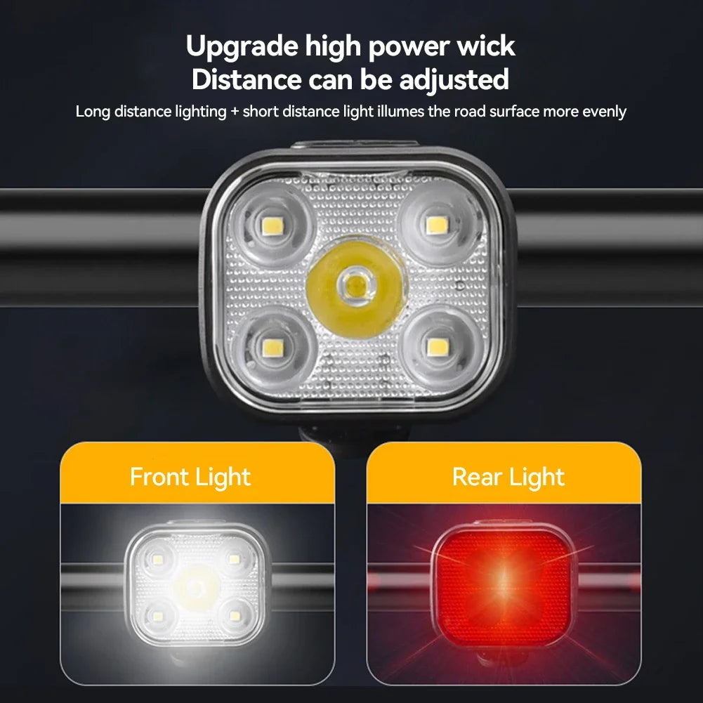 Huntmaster 5LED High Bright Bicycle Lighting Warning Light Waterproof MTB Bike Headlight Taillight