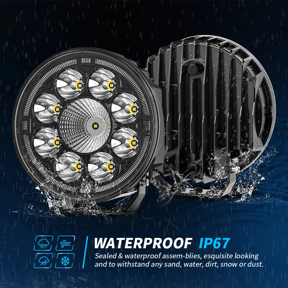 7" Round Car Working Light Truck Off-Road Driving Light Retrofitted Front Headlight Auxiliary Car Light Day Running Light 7R04