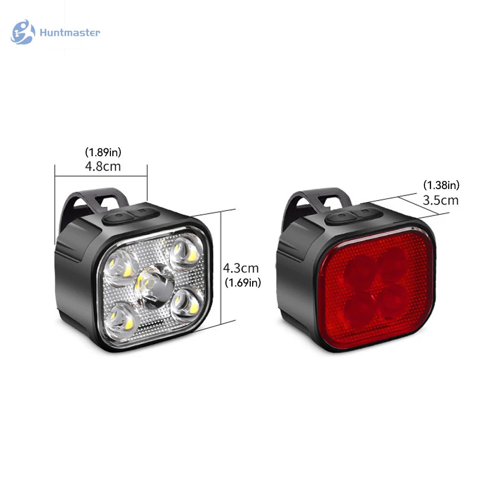 Huntmaster 5LED High Bright Bicycle Lighting Warning Light Waterproof MTB Bike Headlight Taillight