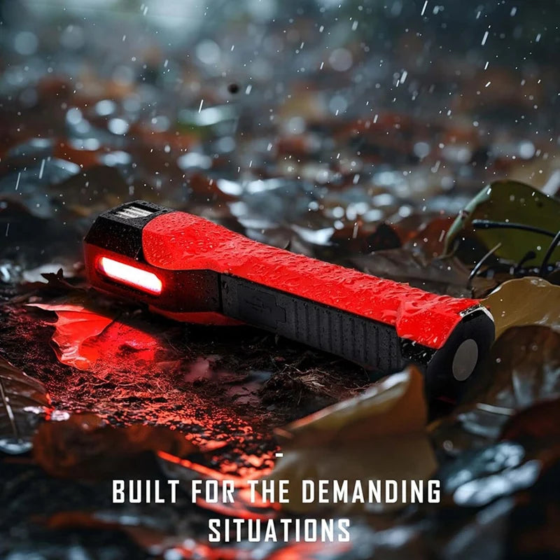 Rechargeable Work Light, Red & Black Plastic 1200 Lumens Magnetic Work Light With 160° Rotate Design