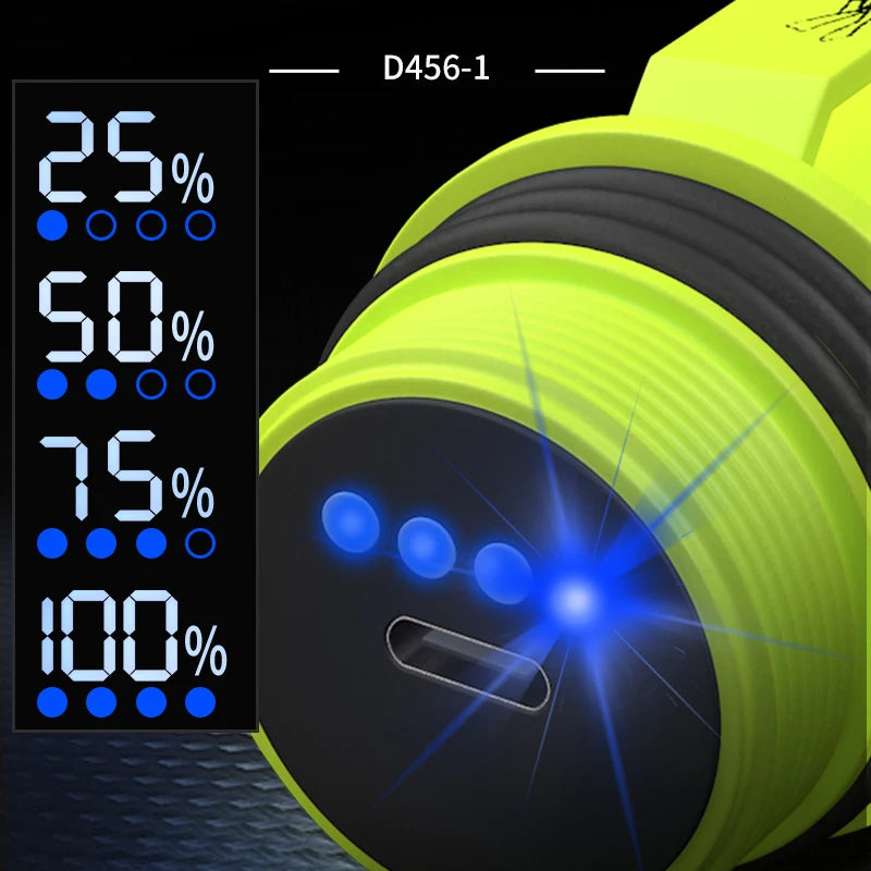 XHP50 LED Scuba Diving Flashlight Underwater 50M Torch Diver Lantern 26650 Submarine Light Spearfishing Light 3Mode