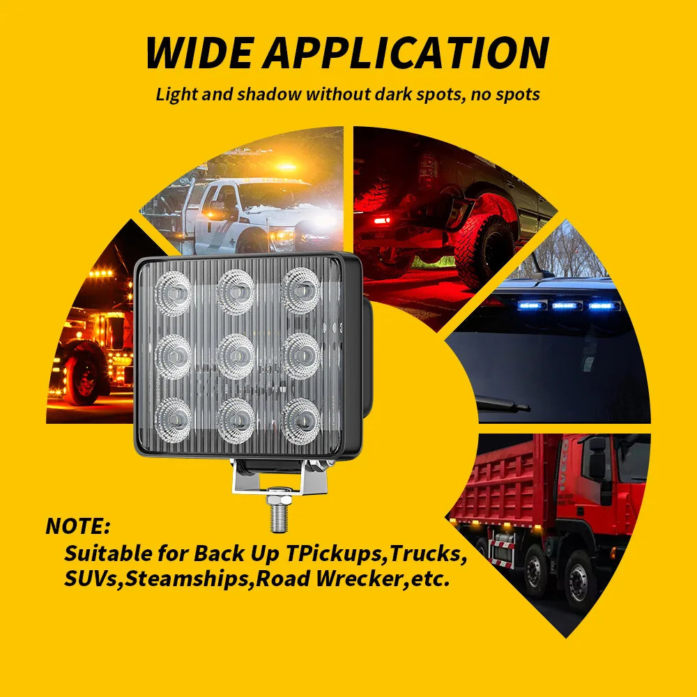 12/24V Bright Truck Flashing LED Warning Light Universal Pickup Truck Trailer RV Waterproof 9LED Tail Brake Marker Rear Lamp