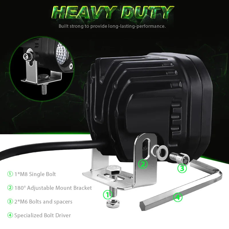Motorcycle Headlight External Spotlight Auxiliary Lamp Driving Flood Led Bar Fog Lamp for Moto Car Offroad 4x4 ATV Truck 12V 24V