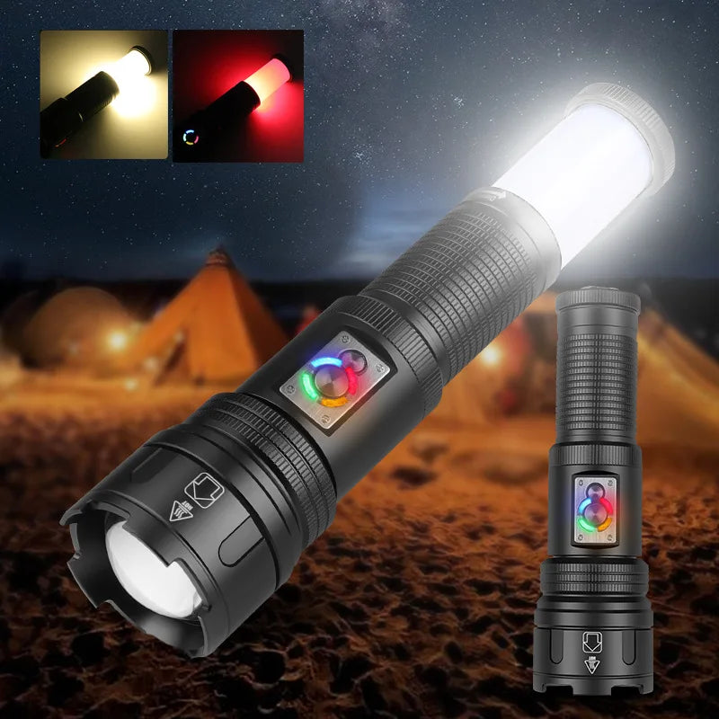 30w high power LED white laser beam outdoor flashlight multi-purpose camping lamp built-in battery zoom live indicator lamp