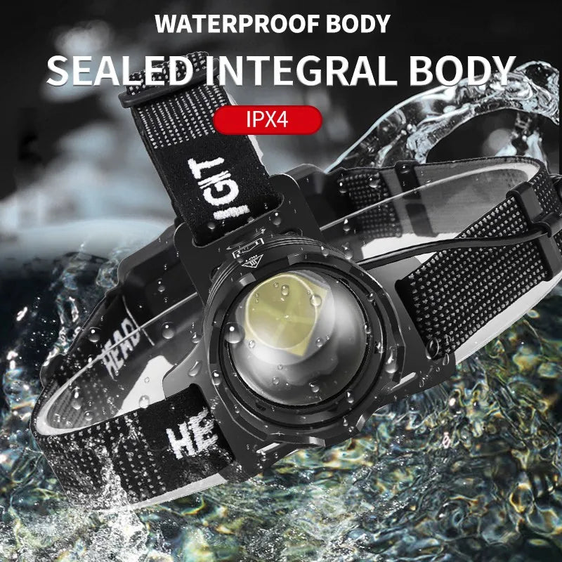 Powerful XHP70.2 15000LM Led Headlamp Headlight Zoom Head Lamp Flashlight Torch 18650 battery USB-C Rechargeable Fishing Lantern