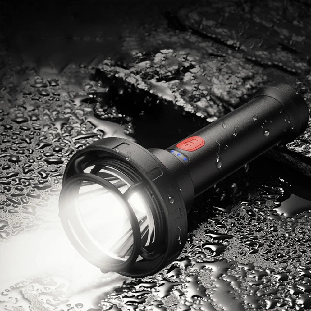 Tactical Camping Lamp with Compass Handheld LED Flashlight USB Charging Super Bright Flashlight Power Display for Power Outages