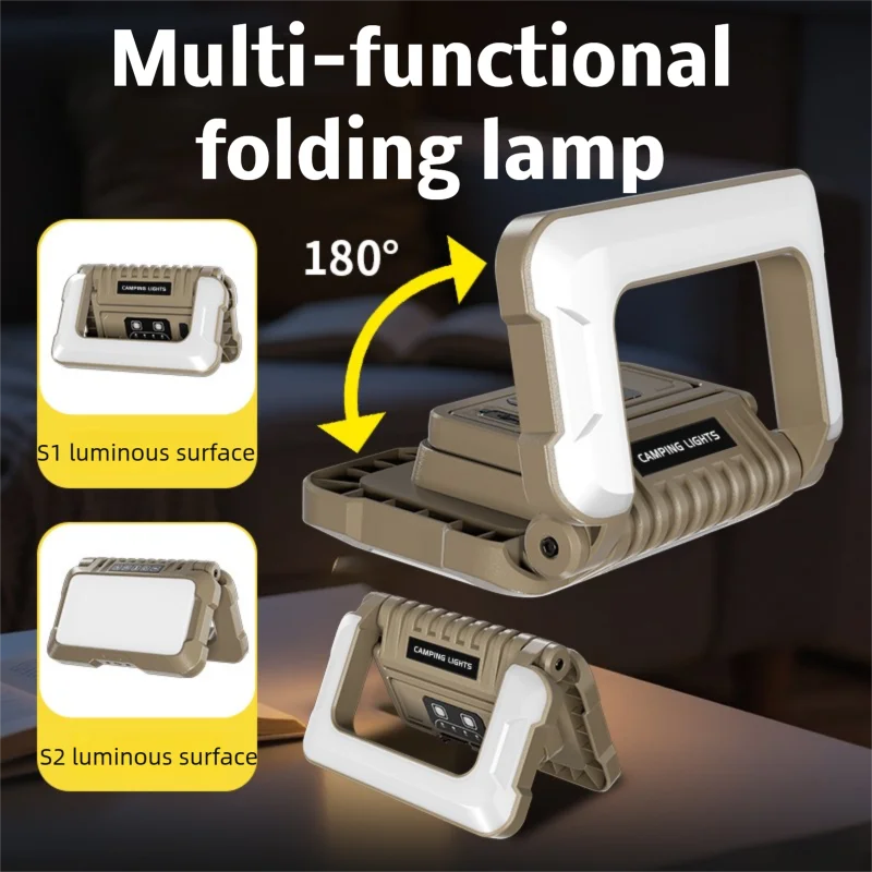 New Folding Lantern Outdoor Emergency Camping Tent Atmosphere LED Light Ultralight Double-Sided Lamp Super Bright Household