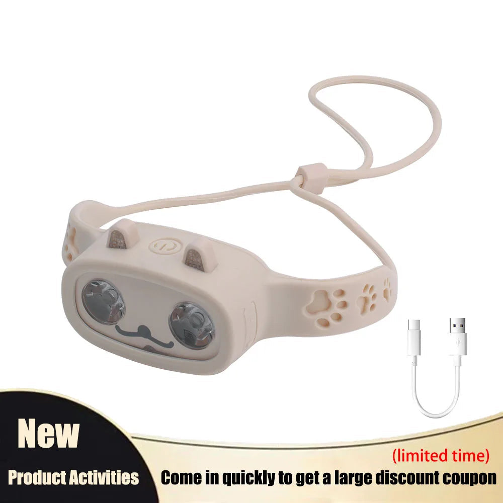 Kids Rechargeable LED Headlamp with Built-in Battery 4 Lighting Modes Waterproof Head Torch for Outdoor Camping & Gifts