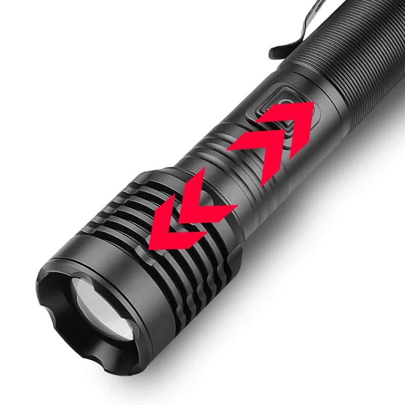 LED Aluminum Alloy Telescopic Zoom USB Charging Outdoor Searchlight Tactical Flashlight High Power Strong Light Flashlight
