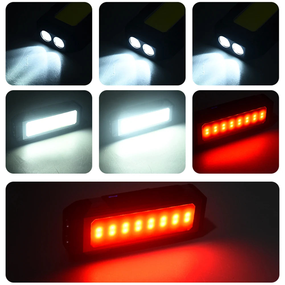 مصباح يدوي LED COB مع مغناطيس للتخييم من النوع C مصباح قابل لإعادة الشحن مصباح يدوي قوي للغاية للمعدات الخارجية
