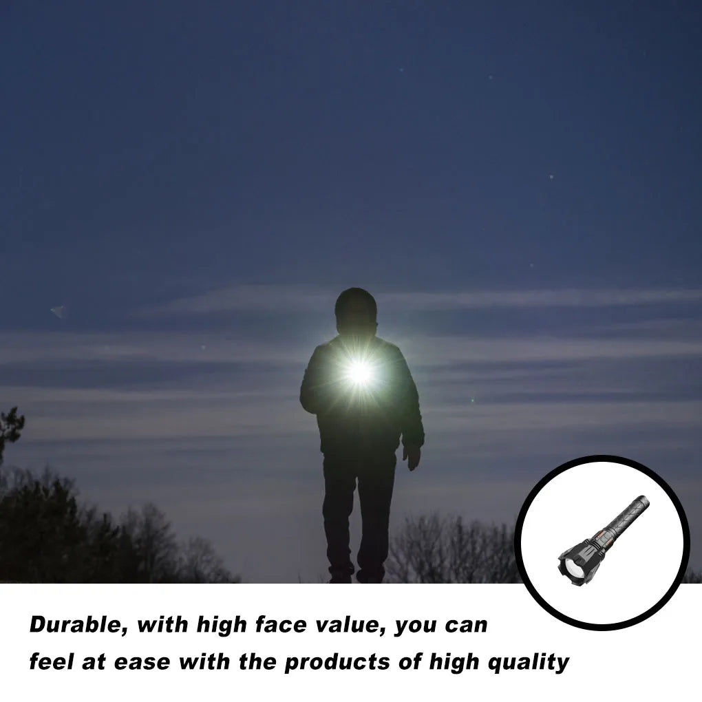 Flashlight Top Battery Lamp Work Modes Charging Portable Torch Lantern Powerful Bright Outdoor Multi-function Search
