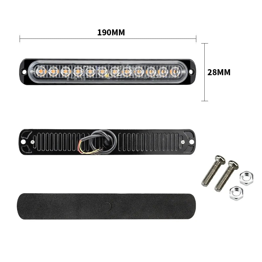 Car Accessories Flash Side Lights DC12V-24V Ultra-Thin Driving Warning Light 12LED 36W Taillight Vehicles LED Lamp