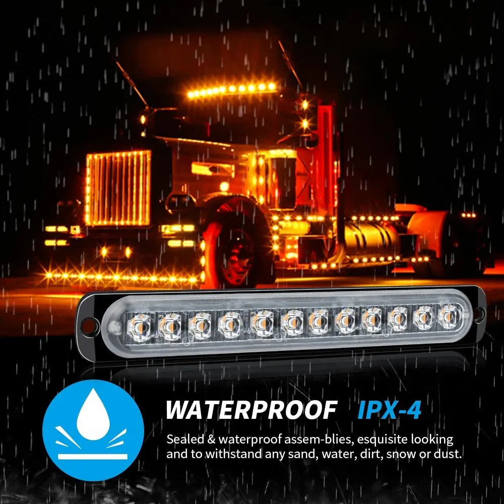Car Accessories Flash Side Lights DC12V-24V Ultra-Thin Driving Warning Light 12LED 36W Taillight Vehicles LED Lamp