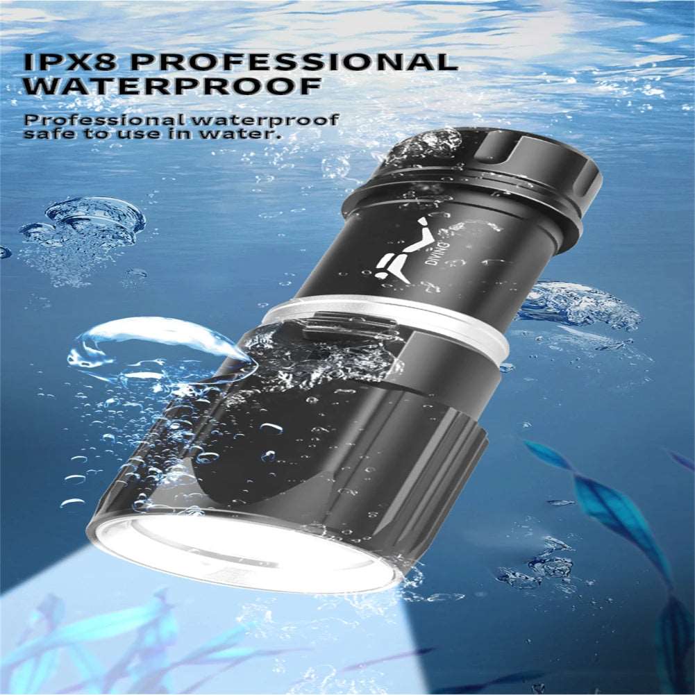 Diving Scuba Flashlight 1000 Lumens IPX8 Waterproof Super Bright XHP 70 LED Torch Rechargeable Flashlight