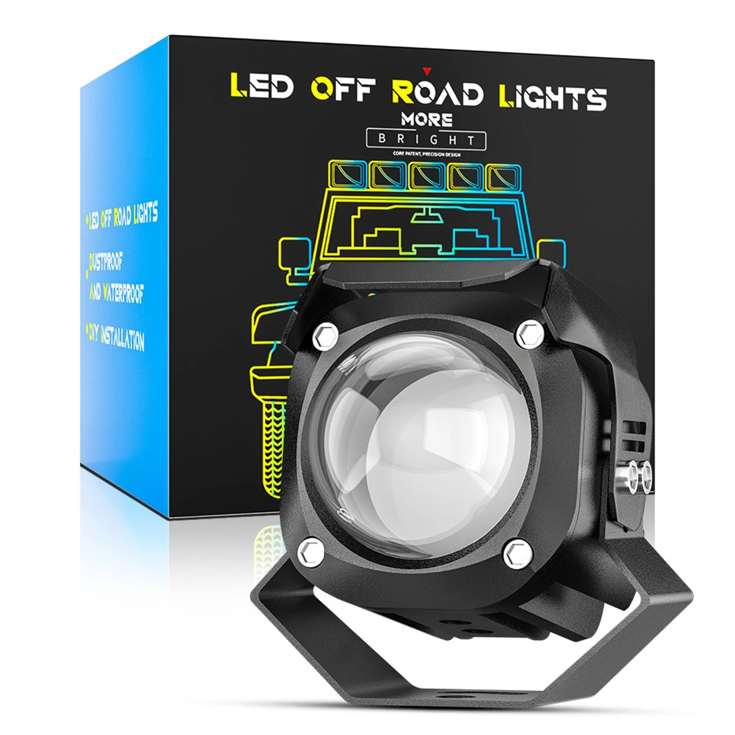 Luz de conducción para motocicleta, 15 W, 6500 K, luces auxiliares para coche, luces antiniebla LED redondas, 1 unidad, dos colores, ATV, scooter